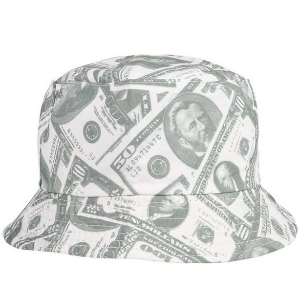 Money Fashion Bucket Hat Cash Dollar Bill Print 100% Cotton Fishing Cap 3 Colors